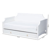 Baxton Studio Mariana Classic and Traditional White Finished Wood Full Size Daybed with Twin Size trundle