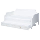 Baxton Studio Mariana Classic and Traditional White Finished Wood Full Size Daybed with Twin Size trundle