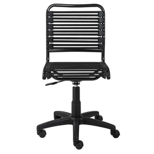 Allison Bungie Flat Low Back Office Chair in Black with Graphite Black Frame and Black Base