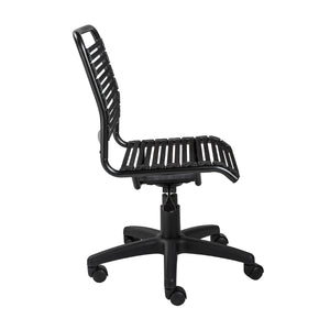 Allison Bungie Flat Low Back Office Chair in Black with Graphite Black Frame and Black Base