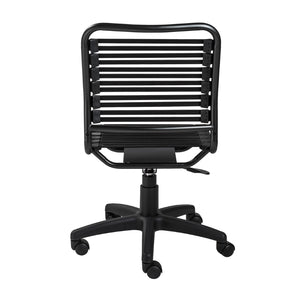 Allison Bungie Flat Low Back Office Chair in Black with Graphite Black Frame and Black Base