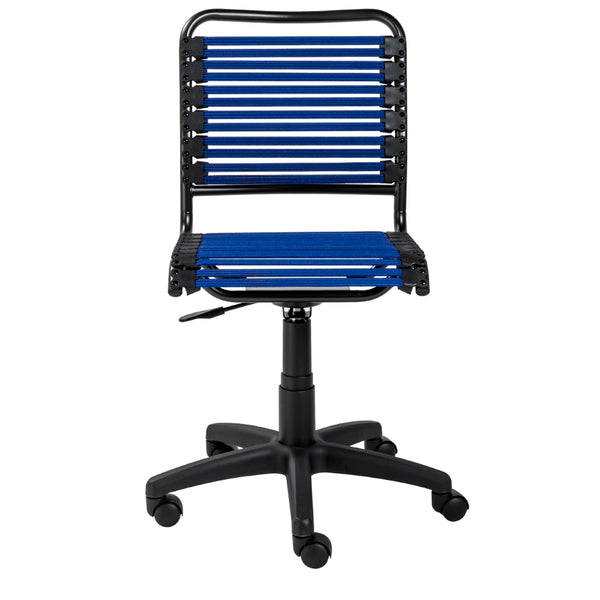 Allison Bungie Flat Low Back Office Chair in Blue with Graphite Black Frame and Black Base