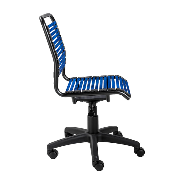 Allison Bungie Flat Low Back Office Chair in Blue with Graphite Black Frame and Black Base