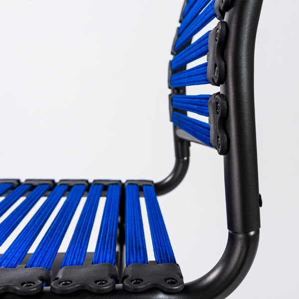Allison Bungie Flat Low Back Office Chair in Blue with Graphite Black Frame and Black Base