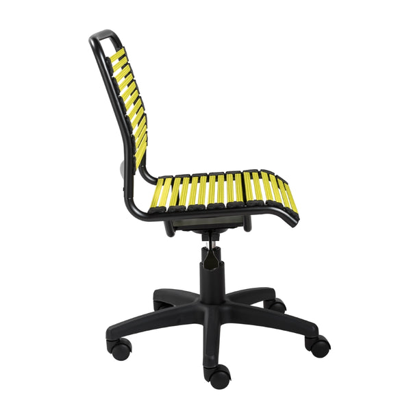 Allison Bungie Flat Low Back Office Chair in Lime with Graphite Black Frame and Black Base