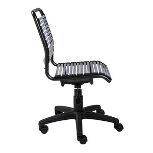 Allison Bungie Flat Low Back Office Chair in Light Gray with Graphite Black Frame and Black Base