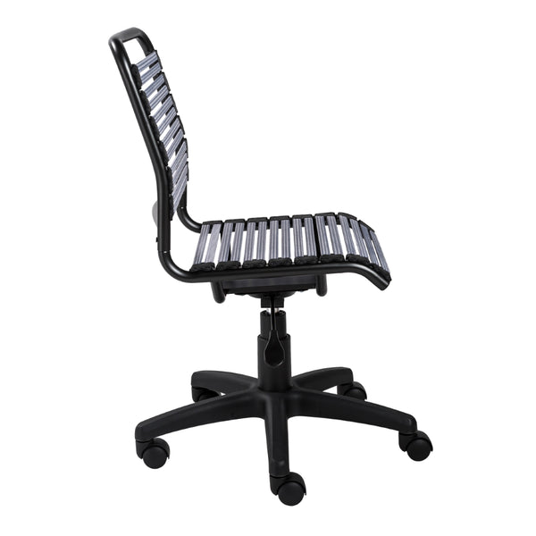 Allison Bungie Flat Low Back Office Chair in Light Gray with Graphite Black Frame and Black Base
