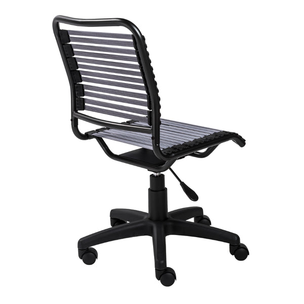 Allison Bungie Flat Low Back Office Chair in Light Gray with Graphite Black Frame and Black Base