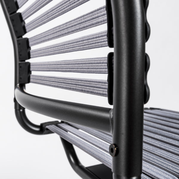 Allison Bungie Flat Low Back Office Chair in Light Gray with Graphite Black Frame and Black Base