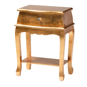 Harriet Classic and Traditional Gold Finished Wood 1-Drawer Nightstand