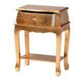 Harriet Classic and Traditional Gold Finished Wood 1-Drawer Nightstand