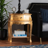 Harriet Classic and Traditional Gold Finished Wood 1-Drawer Nightstand