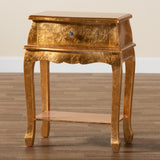 Harriet Classic and Traditional Gold Finished Wood 1-Drawer Nightstand