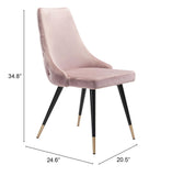 Zuo Modern Piccolo 100% Polyester, Plywood, Steel Modern Commercial Grade Dining Chair Set - Set of 2 Pink, Black, Gold 100% Polyester, Plywood, Steel