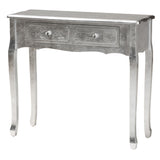 Newton Classic and Traditional Silver Finsihed Wood 2-Drawer Console Table