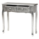 Newton Classic and Traditional Silver Finsihed Wood 2-Drawer Console Table