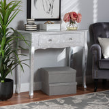 Newton Classic and Traditional Silver Finsihed Wood 2-Drawer Console Table