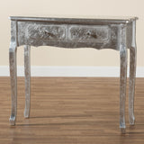 Newton Classic and Traditional Silver Finsihed Wood 2-Drawer Console Table