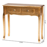 Newton Classic and Traditional Gold Finsihed Wood 2-Drawer Console Table