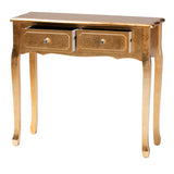 Newton Classic and Traditional Gold Finsihed Wood 2-Drawer Console Table