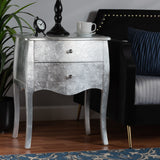 Patrice Classic and Traditional Silver Finished Wood 2-Drawer Nightstand