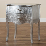 Patrice Classic and Traditional Silver Finished Wood 2-Drawer Nightstand