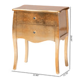 Patrice Classic and Traditional Gold Finished Wood 2-Drawer Nightstand