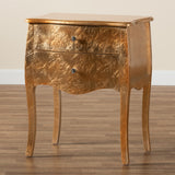 Patrice Classic and Traditional Gold Finished Wood 2-Drawer Nightstand