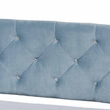 Cora Modern and Contemporary Light Blue Velvet Fabric Upholstered and Dark Brown Finished Wood Full Size Daybed