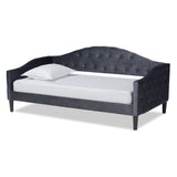 Benjamin Modern and Contemporary Velvet Fabric Upholstered and Dark Brown Finished Wood Twin Size Daybed