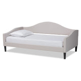 Milligan Modern and Contemporary Beige Fabric Upholstered and Dark Brown Finished Wood Twin Size Daybed