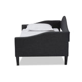 Milligan Modern and Contemporary Charcoal Fabric Upholstered and Dark Brown Finished Wood Twin Size Daybed