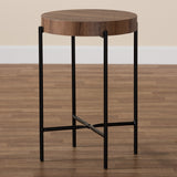 Baxton Studio Savion Modern Industrial Walnut Brown Finished Wood and Black Metal End Table