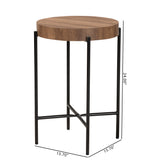 Baxton Studio Savion Modern Industrial Walnut Brown Finished Wood and Black Metal End Table