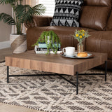 Baxton Studio Savion Modern Industrial Walnut Brown Finished Wood and Black Metal Coffee Table