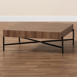 Baxton Studio Savion Modern Industrial Walnut Brown Finished Wood and Black Metal Coffee Table