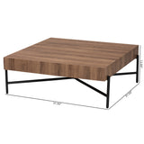 Baxton Studio Savion Modern Industrial Walnut Brown Finished Wood and Black Metal Coffee Table