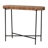 Baxton Studio Savion Modern Industrial Walnut Brown Finished Wood and Black Metal Console Table