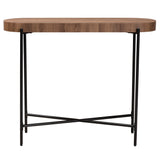 Baxton Studio Savion Modern Industrial Walnut Brown Finished Wood and Black Metal Console Table