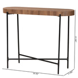 Baxton Studio Savion Modern Industrial Walnut Brown Finished Wood and Black Metal Console Table