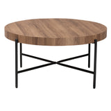 Baxton Studio Umar Modern Industrial Walnut Brown Finished Wood and Black Metal Coffee Table