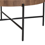 Baxton Studio Umar Modern Industrial Walnut Brown Finished Wood and Black Metal Coffee Table