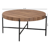 Baxton Studio Umar Modern Industrial Walnut Brown Finished Wood and Black Metal Coffee Table