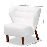 Baxton Studio Cabrera Modern and Contemporary White Boucle Upholstered and Walnut Brown Finished Wood Accent Chair