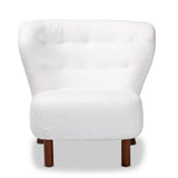 Baxton Studio Cabrera Modern and Contemporary White Boucle Upholstered and Walnut Brown Finished Wood Accent Chair