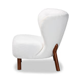 Baxton Studio Cabrera Modern and Contemporary White Boucle Upholstered and Walnut Brown Finished Wood Accent Chair