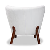 Baxton Studio Cabrera Modern and Contemporary White Boucle Upholstered and Walnut Brown Finished Wood Accent Chair