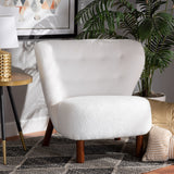 Baxton Studio Cabrera Modern and Contemporary White Boucle Upholstered and Walnut Brown Finished Wood Accent Chair