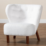 Baxton Studio Cabrera Modern and Contemporary White Boucle Upholstered and Walnut Brown Finished Wood Accent Chair