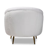 Urian Modern and Contemporary White Boucle Upholstered and Gold Finished Metal Accent Chair